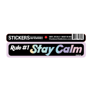 Rule #1 - Stay calm 1 x 5 inches mini bumper sticker Make a statement with these great designs sized perfectly for items like computers, cell phones or bigger items like your car! Dimensions: 1" x 5 inch -Printed vinyl -Outdoor durable and ultra removable -Waterproof